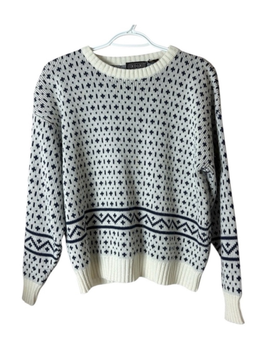 Vintage Crew Neck Fair Isle Sweater Large